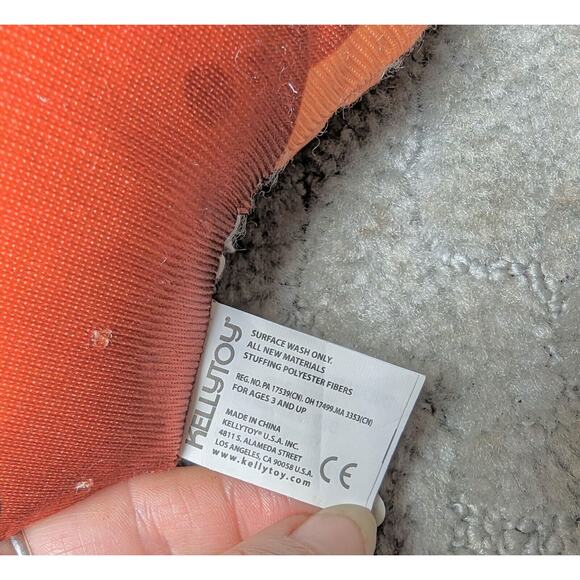 Kellytoy 9" Orange Dino Plush 2018 silky small stuffed animal t-rex dinosaur - Picture 4 of 5